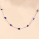 6.12 Carat Genuine Amethyst .925 Sterling Silver Necklace
