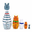 Four Cats and Mouse Wooden Nesting Dolls 7 Inches