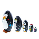 Set of 5 Penguins Wooden Nesting Dolls 5 Inches