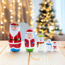 Set of 5 Santa and Snowmen Wooden Nesting Dolls 5.5 Inches