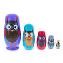 Set of 5 Wise Owls Family Wooden Nesting Dolls 5.75 Inches