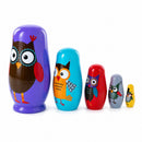 Set of 5 Wise Owls Family Wooden Nesting Dolls 5.75 Inches