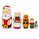 Santa, Mrs. Claus, Reindeer, Elf Wooden Nesting Dolls 6 Inches