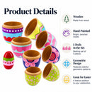 Set of 5 Colorful Easter Eggs Pysanky Wooden Nesting Dolls 5 Inches