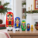 Set of 5 Nutcrackers Wooden Nesting Dolls 5.5 Inches