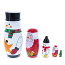 Santa, Snowman & Christmas Tree Wooden Nesting Dolls 5 Inches