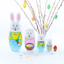 Set of 5 Bunnies Wooden Nesting Dolls 7 Inches Tall