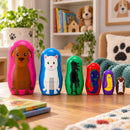 6 Animals: Dog, Cat, Horse, Fish, Chick, Bunny Plastic Nesting Dolls 4.5 Inches
