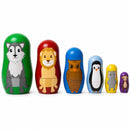 Set of 6 Wolf, Lion, Owl, Penguin Wild Animals Plastic Nesting Figurines 4.5 Inches