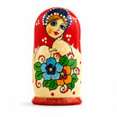 Set of 3 Wooden Floral Nesting Dolls - 3" Blue & Orange Flower Matryoshka