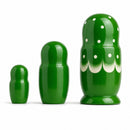 3 Daffodils Flowers on Green Dress Wooden Nesting Dolls 3.5 Inches