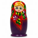 Set of 3 Wooden Floral Nesting Dolls - 3.5" Red & Purple Flower Matryoshka