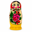 Set of 4 Wooden Rose Nesting Dolls - 4" Traditional Red Flower Matryoshka