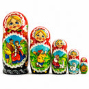 Set of 5 Summer in the Village Wooden Nesting Dolls 6.5 Inches