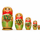 5 Girls with Basket Flowers Nesting Dolls 6.5 Inches