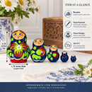 5 Miniature Strawberry Dress Nesting Dolls 1.75 Inches