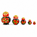 Set of 5 Elena Red Dress Wooden Nesting Dolls 4.75 Inches
