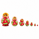 Set of 7 Red and Green Dress Nesting Dolls 3.5 Inches