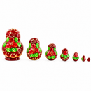 Set of 7 Red and Green Dress Nesting Dolls 3.5 Inches