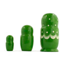 3 Daffodils Flowers on Green Dress Wooden Nesting Dolls 3.5 Inches