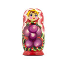 Set of 3 Wooden Floral Nesting Dolls - 3.5" Red Flower Matryoshka
