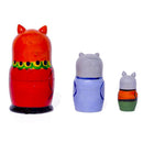 Set of 3 Cat with Balalaika Music Instrument Nesting Figurines 3.5 Inches