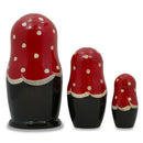 Set of 3 Red and Black Dress Nesting Dolls 3.5 Inches