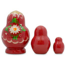 Set of 3 Wooden Floral Nesting Dolls - 3.5" Pink & Daisy Flower Matryoshka