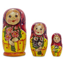 Set of 3 Girls with Flower Bouquet Nesting Dolls 4.25 Inches