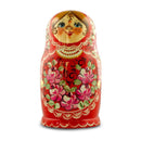 Set of Girls in Red Dress Wooden Nesting Dolls 7 Inches