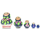 Set of 5 Miniature Blue Floral Nesting Dolls  1.75 Inches