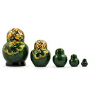 Set of 5 Golden Flowers on Red Dress Nesting Dolls  5 Inches
