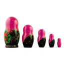 Set of 5 Pink Scarf with Poppy Flowers  Nesting Dolls 7 Inches