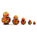 Set of 5 Elena Red Dress Wooden Nesting Dolls 4.75 Inches