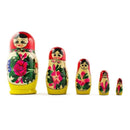 Set of 5 Unfinished Wooden Nesting Dolls with Paints DIY Craft Blanks for Painting  5.75 Inches