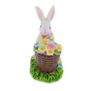 Spring Bunny Figurine With Floral Basket Easter Tabletop Accent 3 Inches Tall