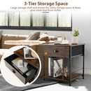 2 Tiers Nightstand with Open Storage Shelf for Living Room Bedroom
