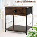 2 Tiers Nightstand with Open Storage Shelf for Living Room Bedroom