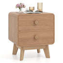 Nightstand with 2 Drawers Solid Rubber Wood Legs