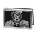 Business Card Holder - LARGE - Joker Smiling CLOSE-UP Reverse Brushed