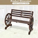 2-Person Outdoor Wooden Wagon Wheel Garden Bench-Brown