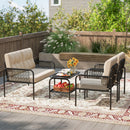 4 Pieces Patio Furniture Set PE Rattan Sofa Chairs with Loveseat-Beige