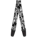 Guitar Strap - JUSTICE LEAGUE Superheroes Retro Pop White Black