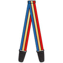 Guitar Strap - Wonder Woman Stripe Stars Red Gold Blue White
