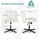Office Armless Chair Cross Legged with Imitation Lamb Fleece and Adjustable Height