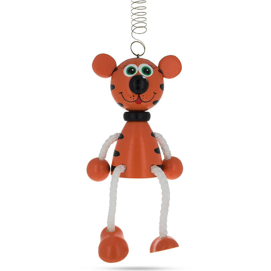 Jumping Tiger Wooden Doll on a Spring 6 Inches