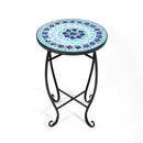 Outdoor Indoor Steel Accent Plant Stand Cobalt Table