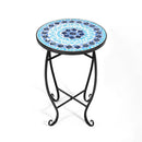 Outdoor Indoor Steel Accent Plant Stand Cobalt Table