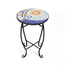 Outdoor Indoor Steel Accent Plant Stand Cobalt Table