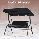 3 Seat Outdoor Patio Canopy Swing with Cushioned Steel Frame-Blue